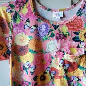 Lularoe Julia XS EUC floral butterflies pattern